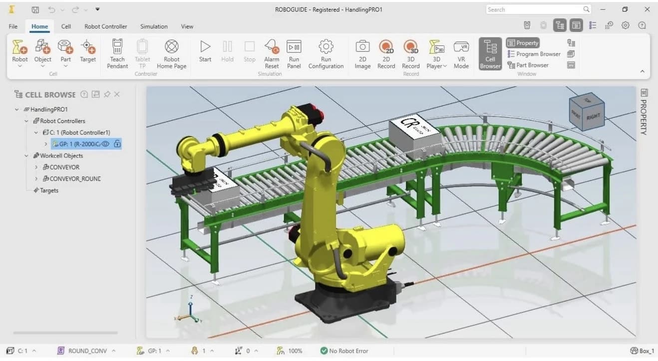 Fanuc ROBOGUIDE: konveyörlü bir taşıma hücresinde robot offline simülasyonu